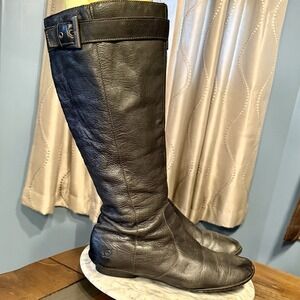 Born Boc Leather Persimmon Size 8.5 M EU 40 Zip Knee High Black Riding Boots